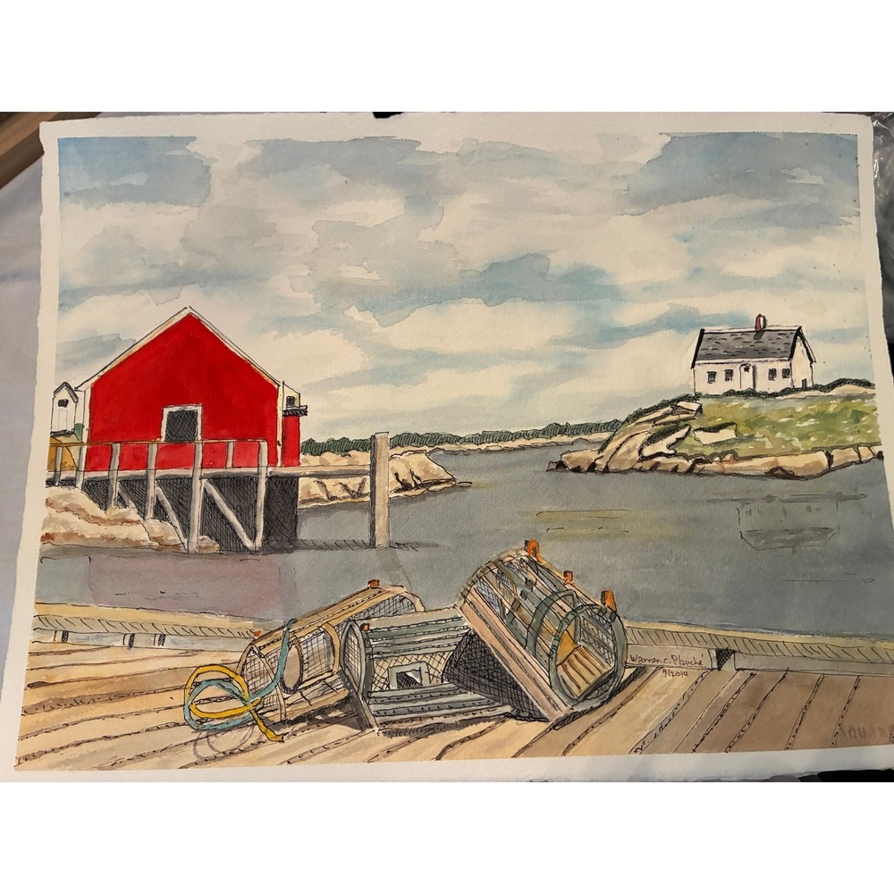Peggys Cove Nova Scotia 2014 Art Warren C Plauche Original Watercolor Painting